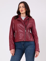 Lakeland Leather Red Wetherlam Leather Biker Jacket - Image 2 of 7
