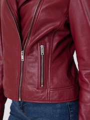 Lakeland Leather Red Wetherlam Leather Biker Jacket - Image 6 of 7