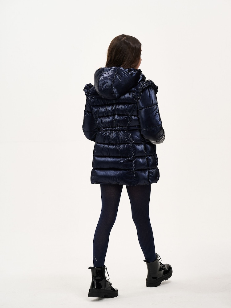 Nicole Miller Girls Blue Flrill Sleeves Puffer Jacket - Image 2 of 8