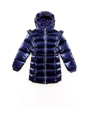 Nicole Miller Girls Blue Flrill Sleeves Puffer Jacket - Image 3 of 8