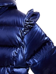 Nicole Miller Girls Blue Flrill Sleeves Puffer Jacket - Image 6 of 8