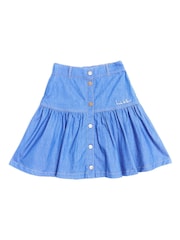 Nicole Miller Blue Chambray 100% Cotton Skirt - Image 3 of 8
