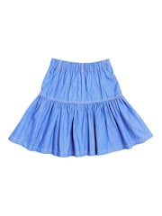 Nicole Miller Blue Chambray 100% Cotton Skirt - Image 4 of 8