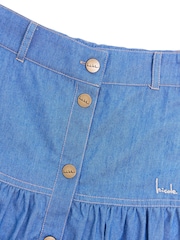 Nicole Miller Blue Chambray 100% Cotton Skirt - Image 5 of 8