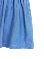 Nicole Miller Blue Chambray 100% Cotton Skirt - Image 7 of 8