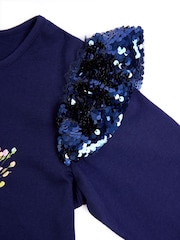 Nicole Miller Purple Sequins Long Sleeve 100% Cotton T-Shirt - Image 6 of 8