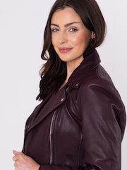 Lakeland Leather Red Thirlmere Leather Biker Jacket - Image 5 of 7
