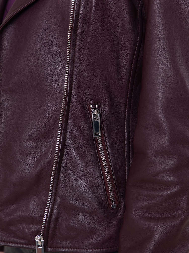 Lakeland Leather Red Thirlmere Leather Biker Jacket - Image 7 of 7