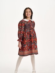 Nicole Miller Red Floral Print Cotton Dress - Image 1 of 8