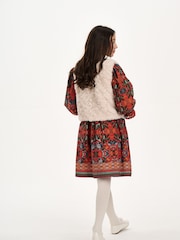 Nicole Miller Red Floral Print Cotton Dress - Image 2 of 8
