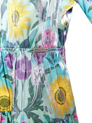 Nicole Miller Green Tiered Lace Trim Dress - Image 6 of 8