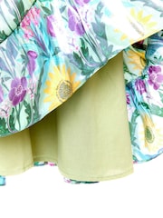 Nicole Miller Green Tiered Lace Trim Dress - Image 7 of 8