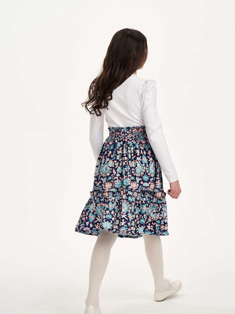 Nicole Miller Blue Printed Long Skirt - Image 2 of 8 Nicole Miller Blue Printed Long Skirt - Image 2 of 8
