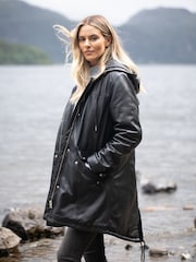 Lakeland Leather Black Parkgate Hooded Parka Coat - Image 2 of 8