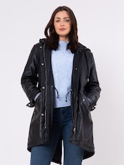 Lakeland Leather Black Parkgate Hooded Parka Coat - Image 3 of 8