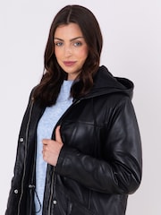 Lakeland Leather Black Parkgate Hooded Parka Coat - Image 4 of 8