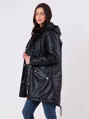 Lakeland Leather Black Parkgate Hooded Parka Coat - Image 6 of 8