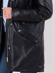 Lakeland Leather Black Parkgate Hooded Parka Coat - Image 8 of 8