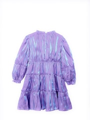 Nicole Miller Purple Tiered Lace Trim Dress - Image 4 of 8