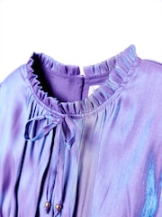 Nicole Miller Purple Tiered Lace Trim Dress - Image 5 of 8