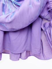 Nicole Miller Purple Tiered Lace Trim Dress - Image 7 of 8
