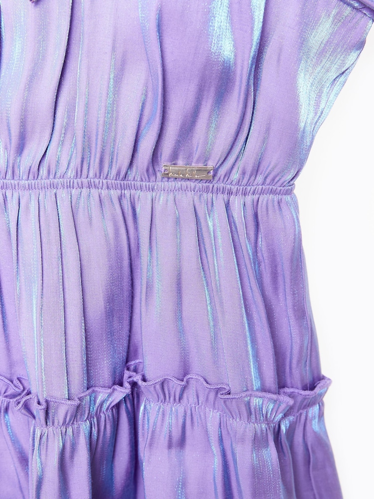 Nicole Miller Purple Tiered Lace Trim Dress - Image 8 of 8 Nicole Miller Purple Tiered Lace Trim Dress - Image 8 of 8