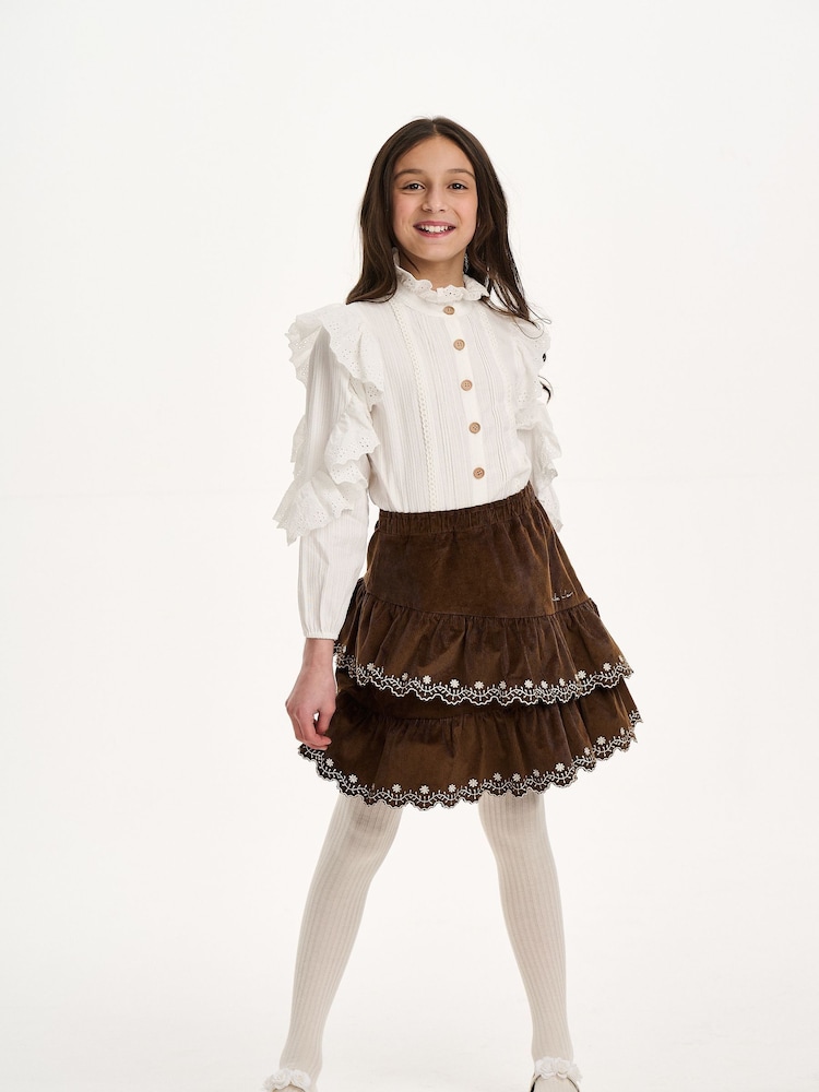 Nicole Miller Cream High Neck 100% Cotton Blouse - Изображение 1 из 7