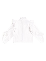 Nicole Miller Cream High Neck 100% Cotton Blouse - Изображение 3 из 7