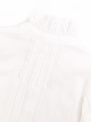 Nicole Miller Cream High Neck 100% Cotton Blouse - Изображение 7 из 7