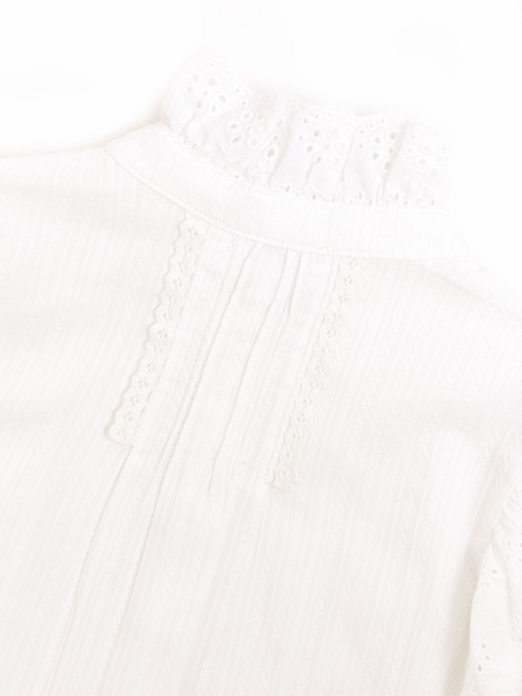 Nicole Miller Cream High Neck 100% Cotton Blouse - Изображение 7 из 7