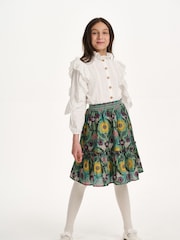 Nicole Miller Green Printed Long Lengh Skirt - Image 1 of 7