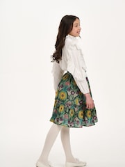 Nicole Miller Green Printed Long Lengh Skirt - Image 2 of 7