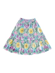 Nicole Miller Green Printed Long Lengh Skirt - Image 3 of 7