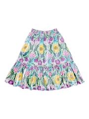 Nicole Miller Green Printed Long Lengh Skirt - Image 4 of 7