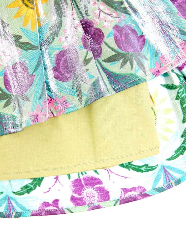 Nicole Miller Green Printed Long Lengh Skirt - Image 7 of 7