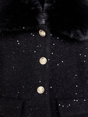 Nicole Miller Wool Black Coat - Image 4 of 6