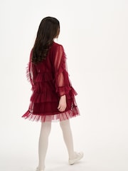 Nicole Miller Red Velvet Tiered 100% Cotton Dress - Image 2 of 8