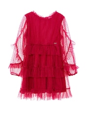 Nicole Miller Red Velvet Tiered 100% Cotton Dress - Image 3 of 8