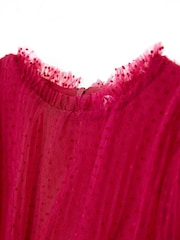 Nicole Miller Red Velvet Tiered 100% Cotton Dress - Image 5 of 8