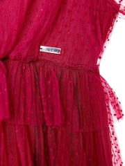 Nicole Miller Red Velvet Tiered 100% Cotton Dress - Image 8 of 8