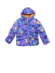 Nicole Miller Purple Printed Puffer Jacket - Image 3 of 8
