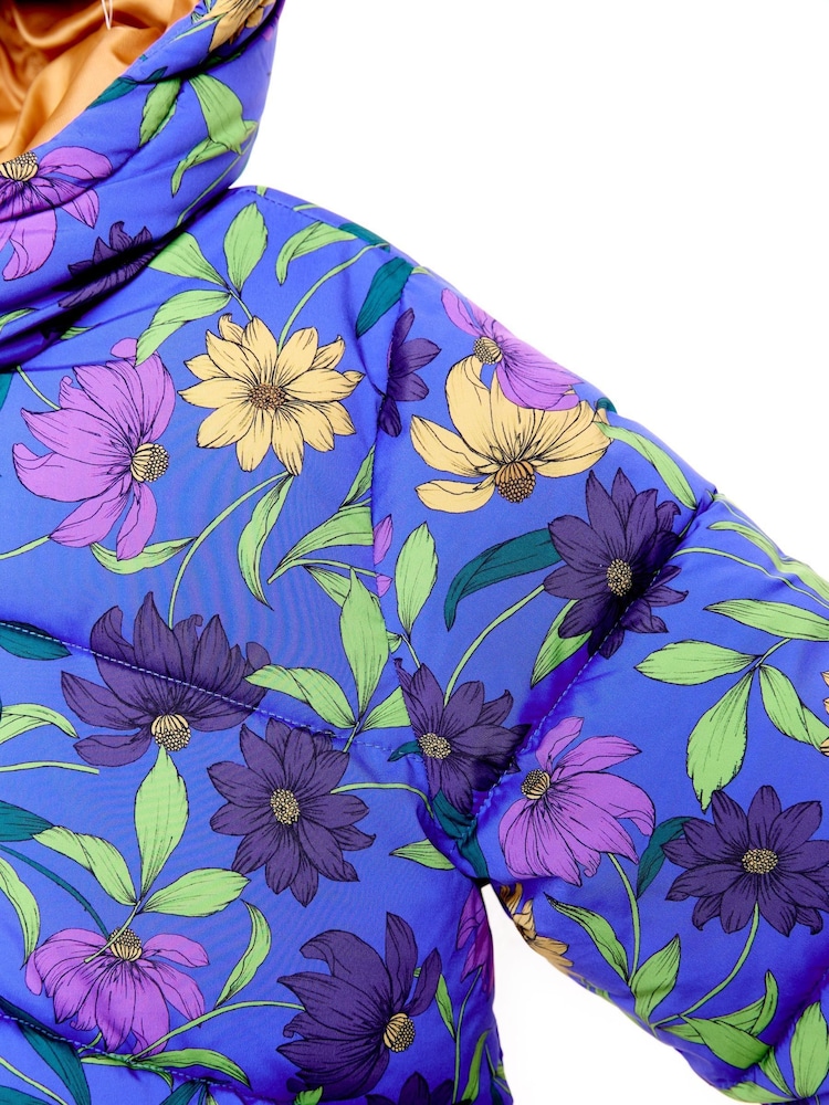 Nicole Miller Purple Printed Puffer Jacket - Image 7 of 8
