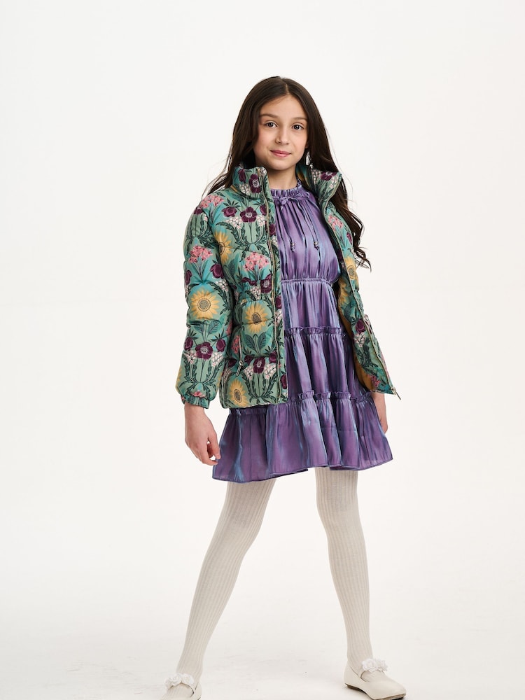 Nicole Miller Girls Green Printer Puffer Jacket - Image 1 of 7