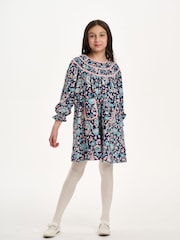 Nicole Miller Blue Floral Print Cotton Dress - Image 1 of 8