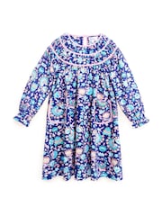 Nicole Miller Blue Floral Print Cotton Dress - Image 3 of 8