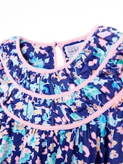 Nicole Miller Blue Floral Print Cotton Dress - Image 5 of 8