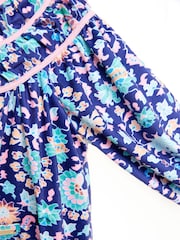 Nicole Miller Blue Floral Print Cotton Dress - Image 6 of 8