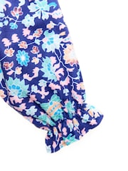 Nicole Miller Blue Floral Print Cotton Dress - Image 7 of 8