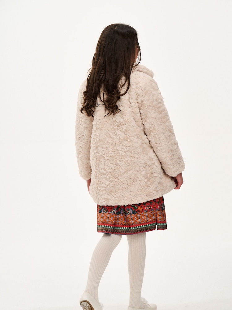 Nicole Miller Natural Longline Faux Fur Coat - Image 2 of 8
