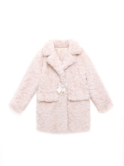 Nicole Miller Natural Longline Faux Fur Coat - Image 3 of 8